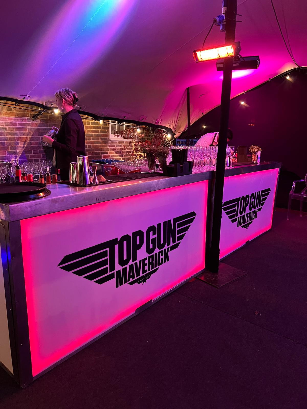Top Gun Maverick branded LED bar used for an immersive themed activation