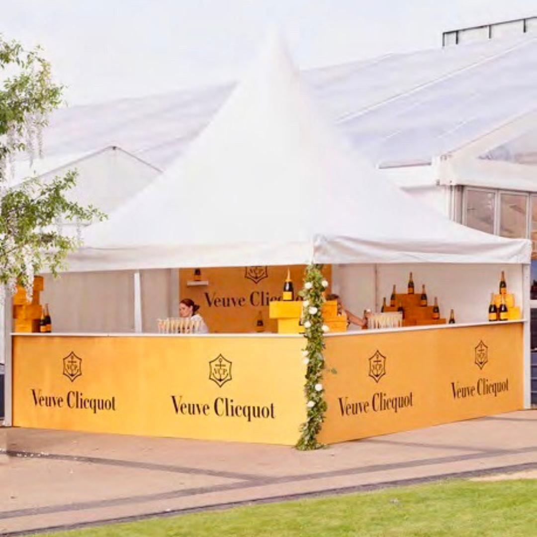 Veuve Clicquot branded pagoda champagne bar at a summer brand activation