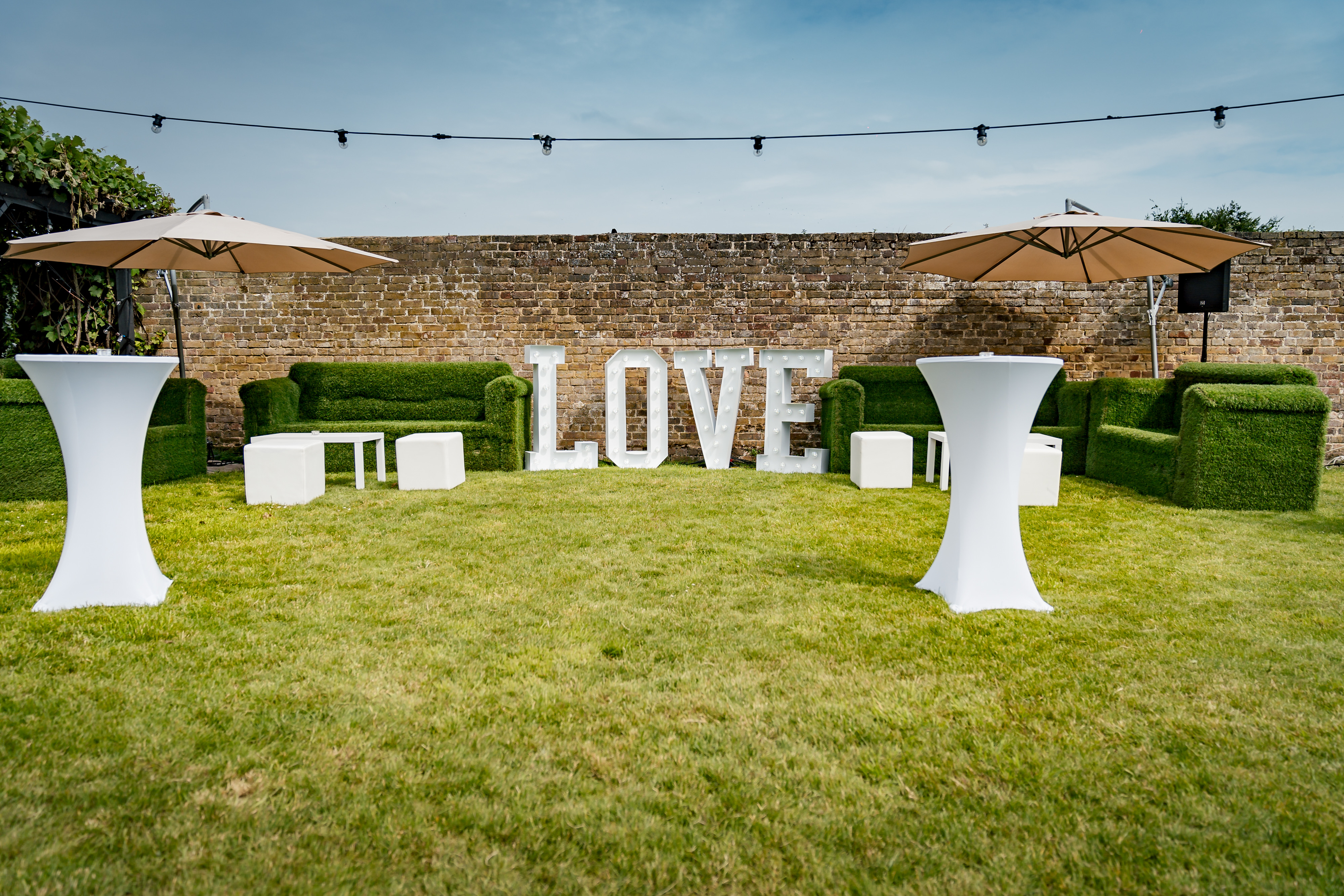 Illuminated LOVE letters from our hire catalogue dressed at a wedding venue