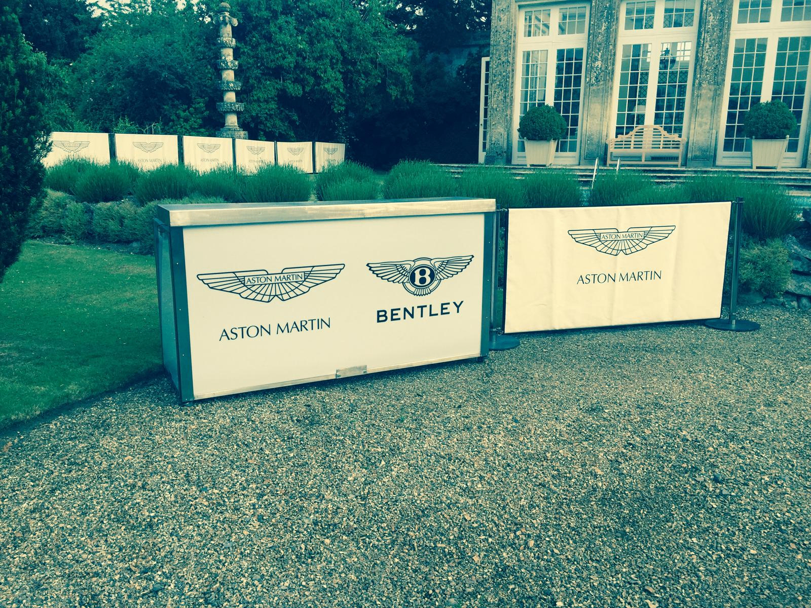Branded mobile bar installation for Aston Martin and Bentley at a corporate brand activation